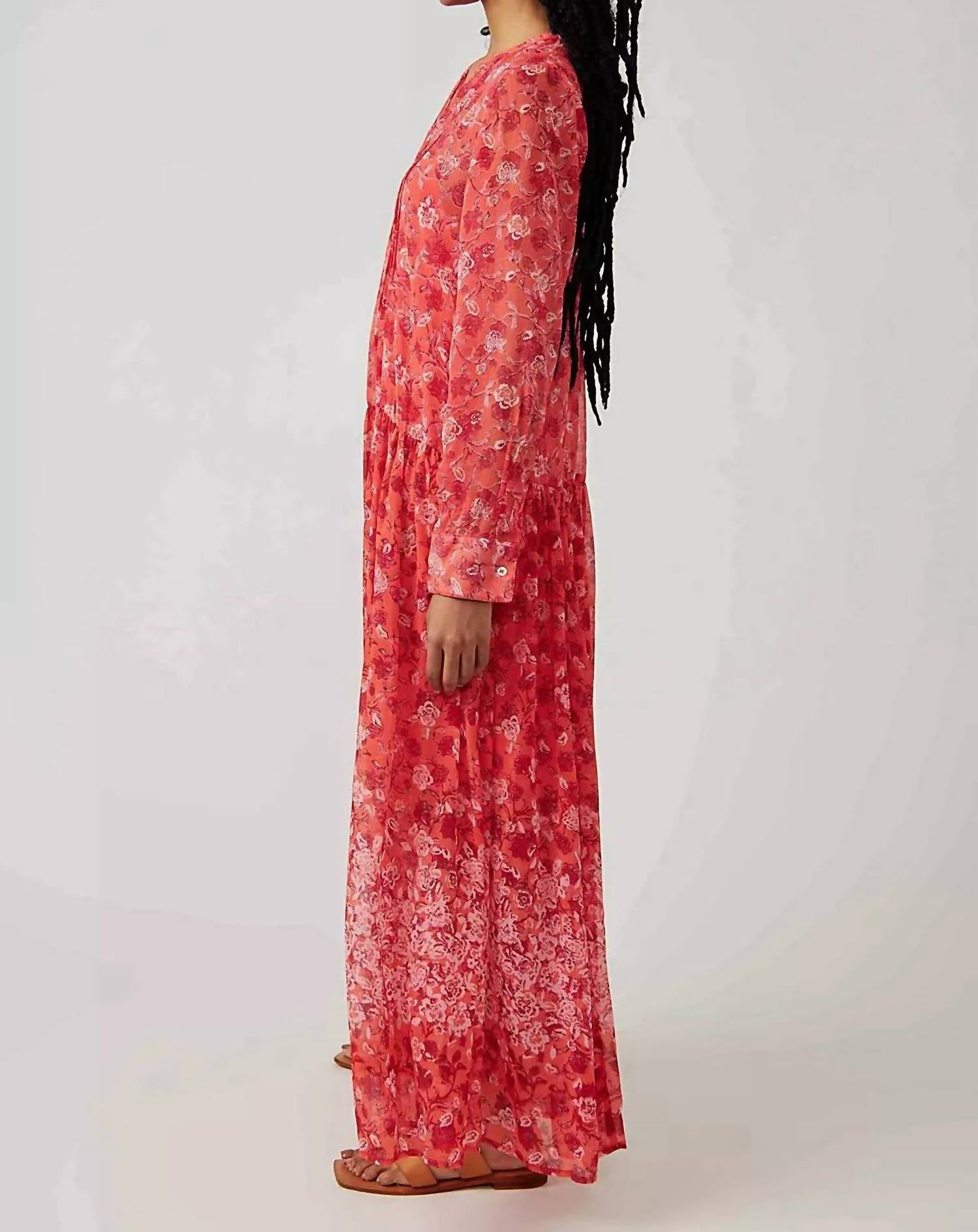 Free People See It Through Dress in coral combo - women's dress - detail view