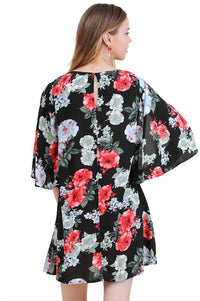Umgee - Floral Split Bell Sleeve Dress