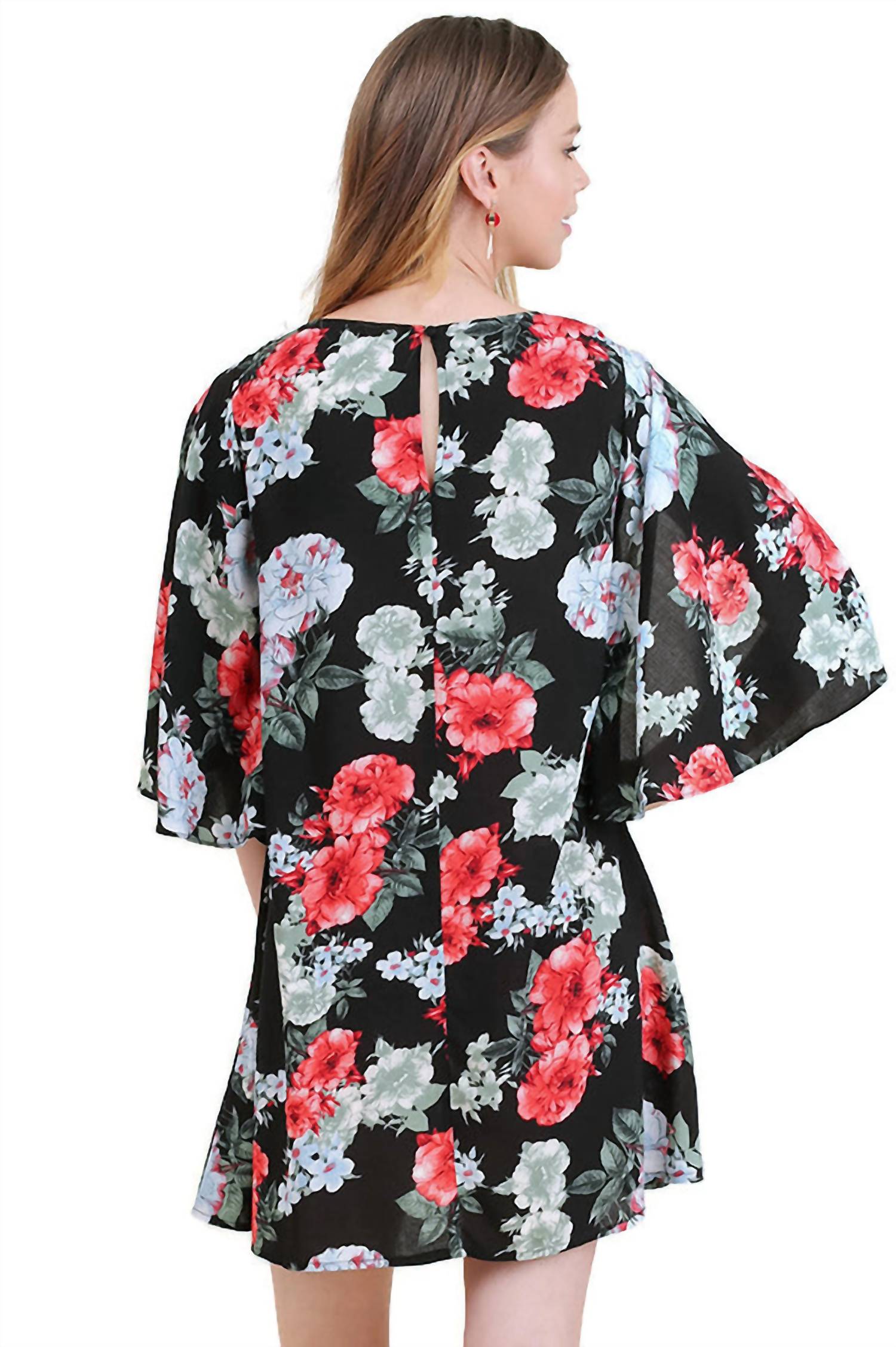 Umgee - Floral Split Bell Sleeve Dress