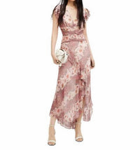 AllSaints Brea Floral Print Cascade Maxi Dress in clay pink - women's dress