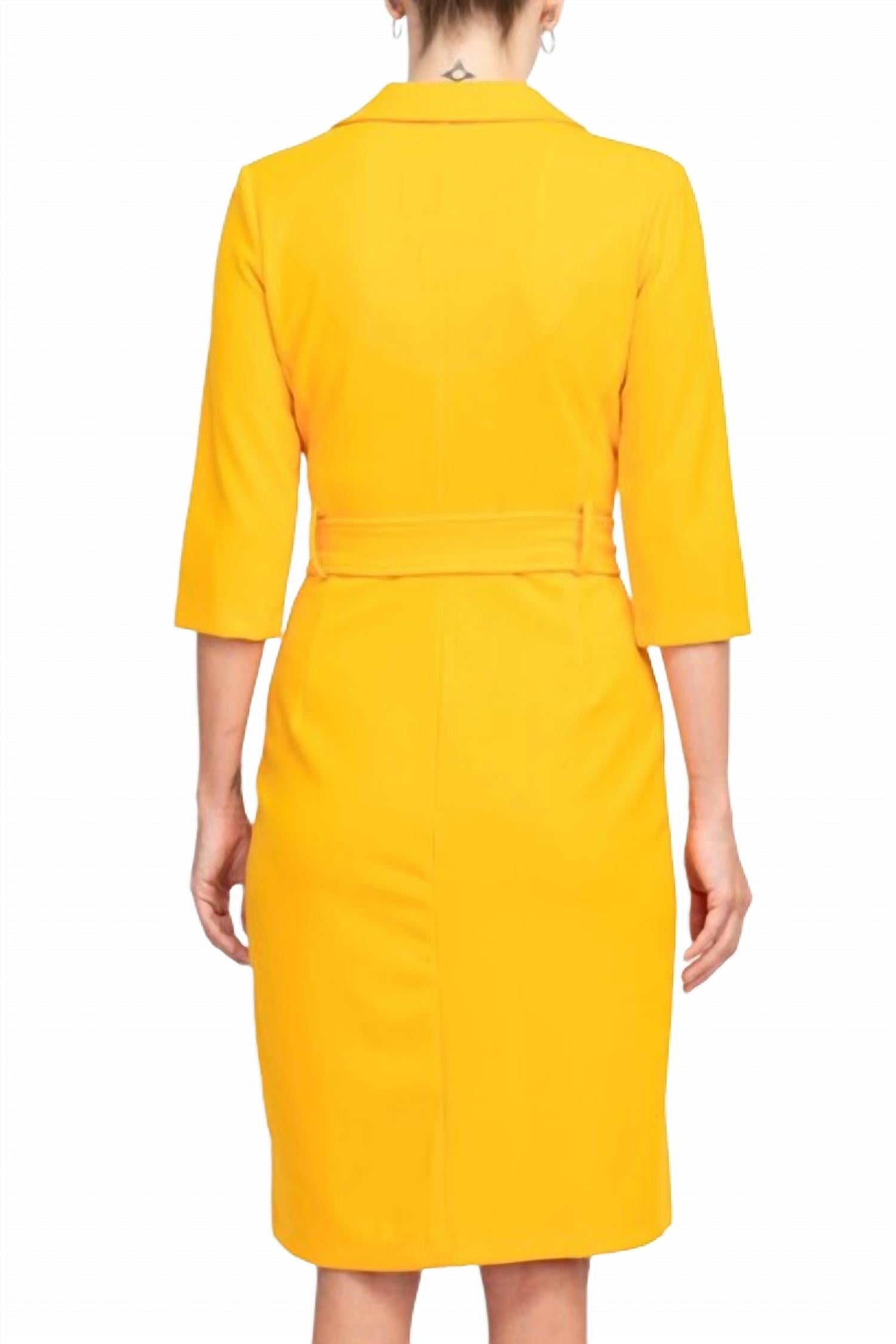 Sharagano - Notched Collar Crepe Dress