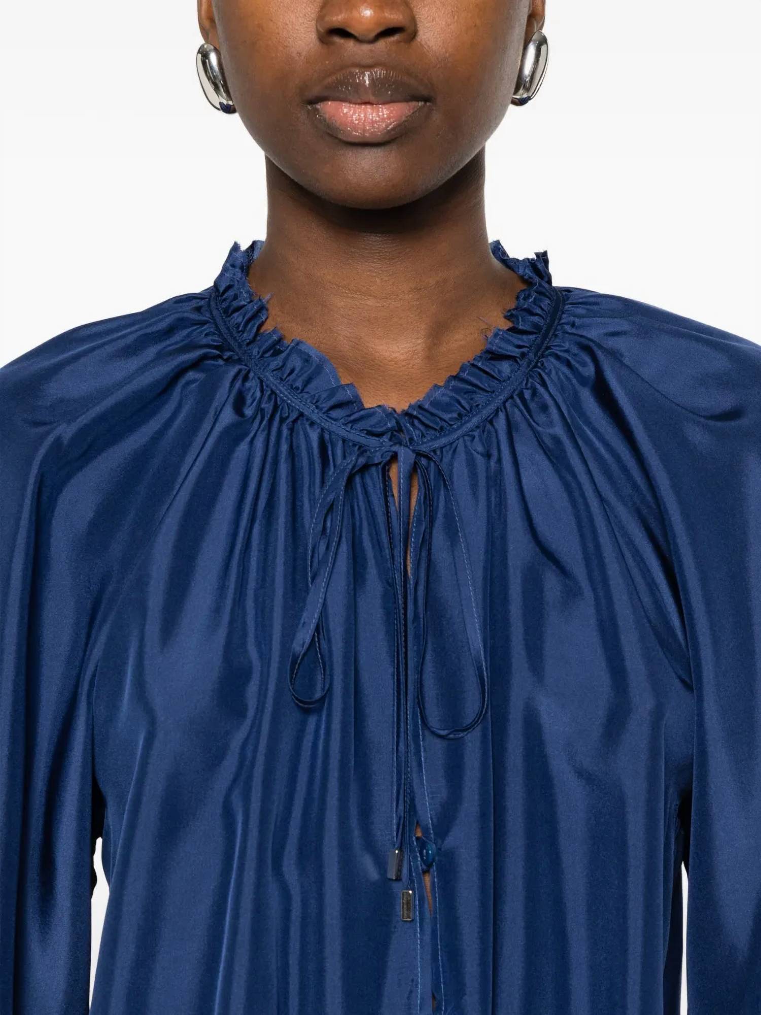 Momoni Viento Ruffled Maxi Dress in ultramarine blue - women's dress - view 4