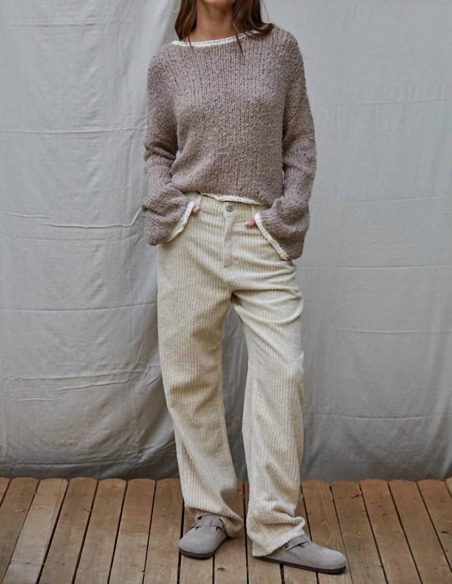 By Together - Contrast Hems Knit Pullover Sweater Top