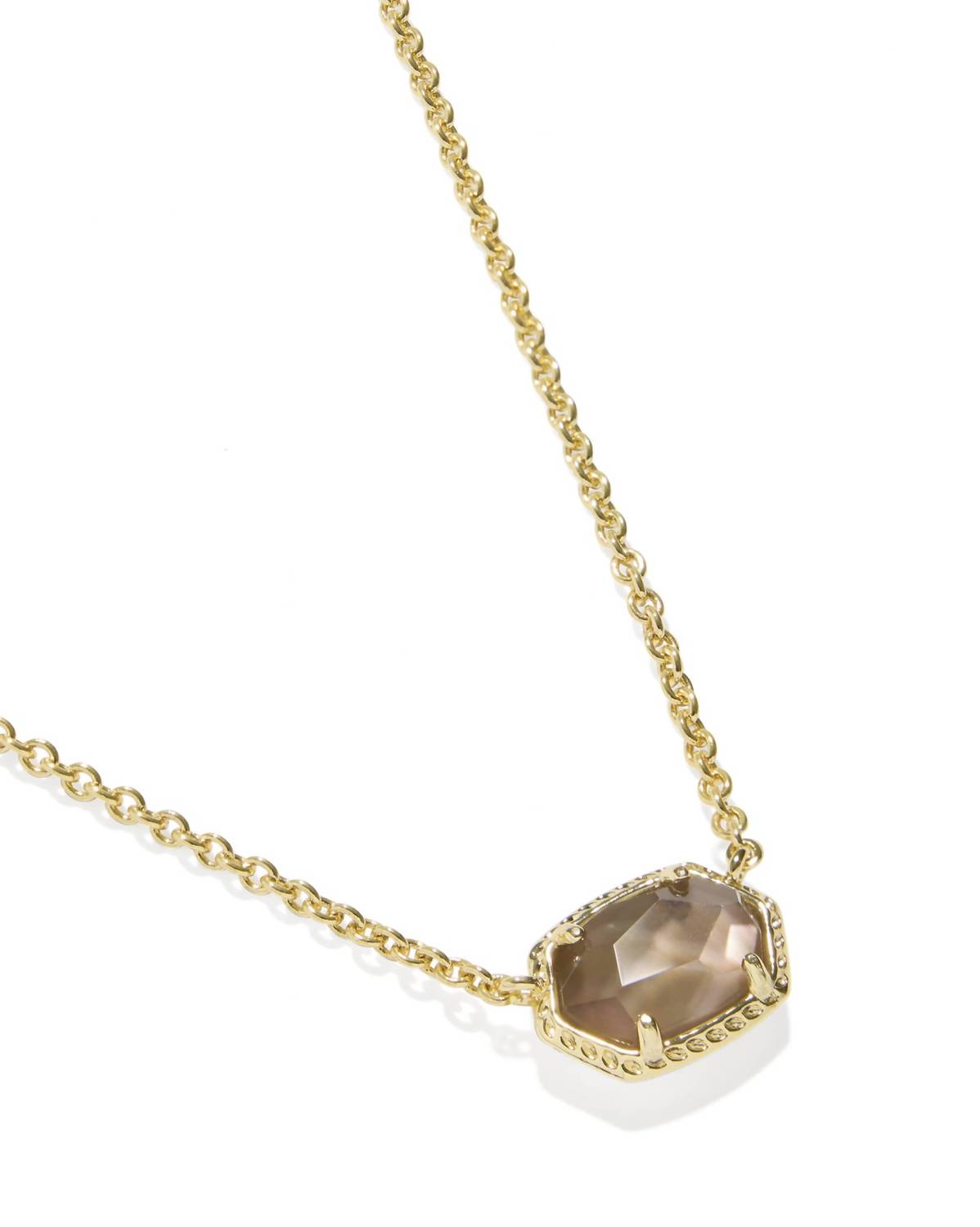 Kendra Scott Women's Daphne Frame Short Pendant Necklace in gold taupe mother of pearl - women's jewelry