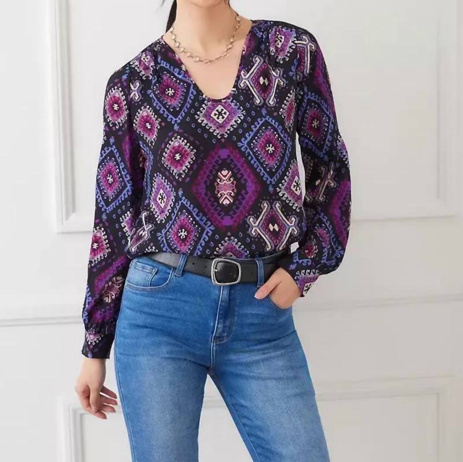Karen Kane - Long Sleeve Scoop Neck Blouse