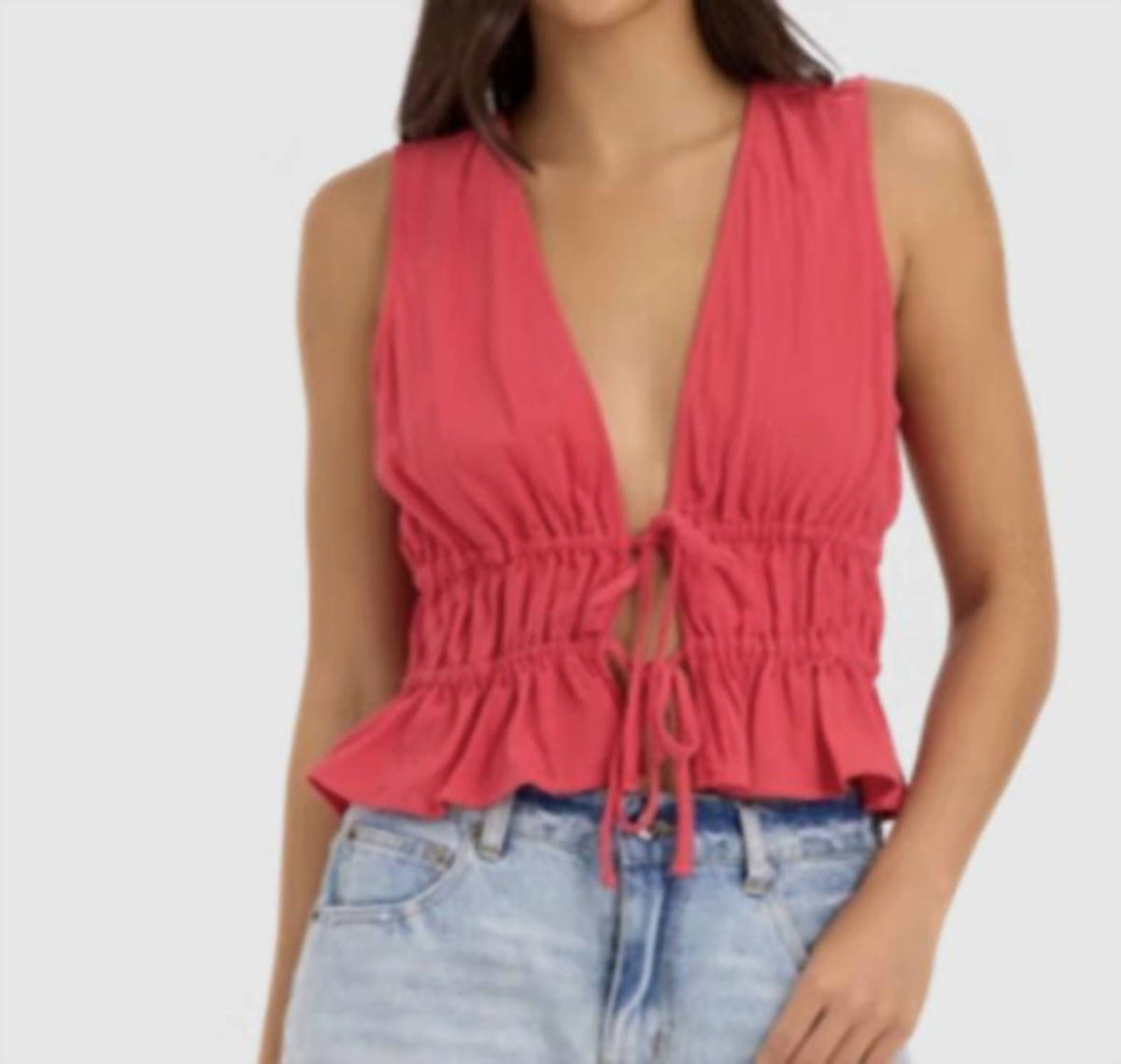 Ocean Drive - V-neck Tie Front Top