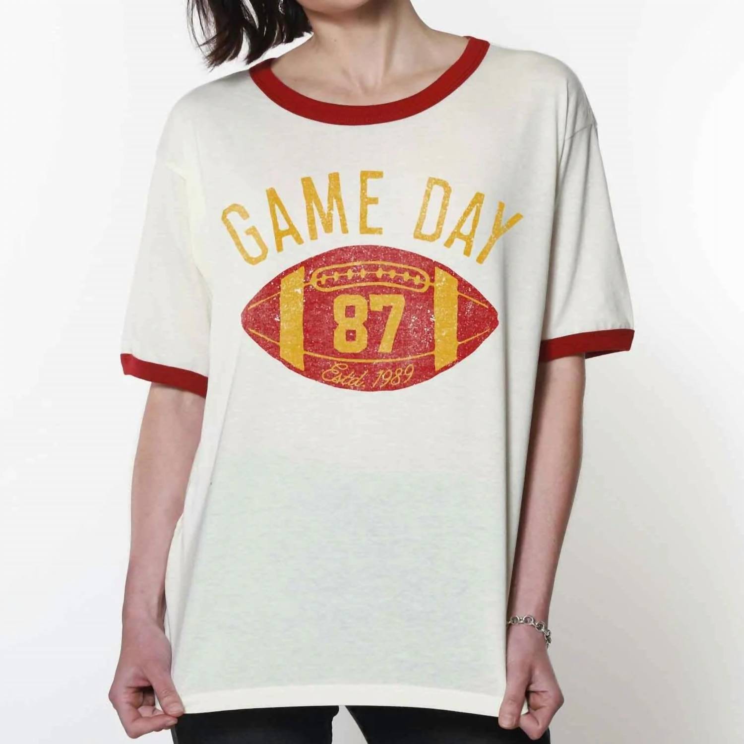 Girl Dangerous Game Day Tee in cream - women's t-shirt - detail view