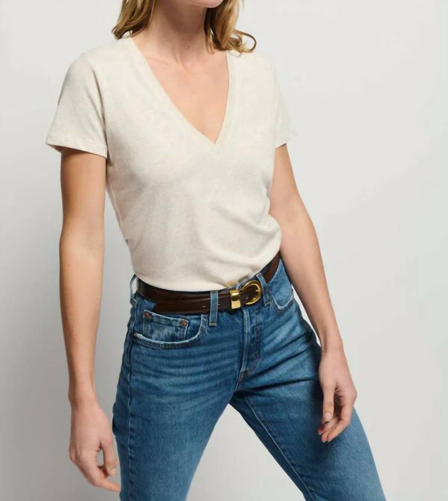 Nation LTD Blair Short Sleeve Tee in heather oatmeal - women's t-shirt - alternate view
