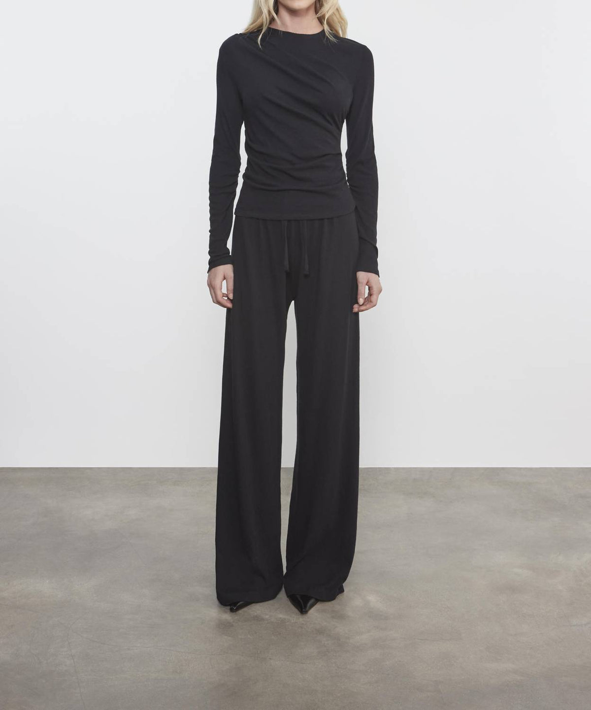 Enza Costa - Cashmere Draped Long Sleeve Crew Top