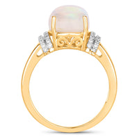 Diana M Jewels Women's Oval Natural Ethiopian Opal Fashion Ring (5.24 Ct) - Elegant in 14k yellow gold - women's jewelry - detail view