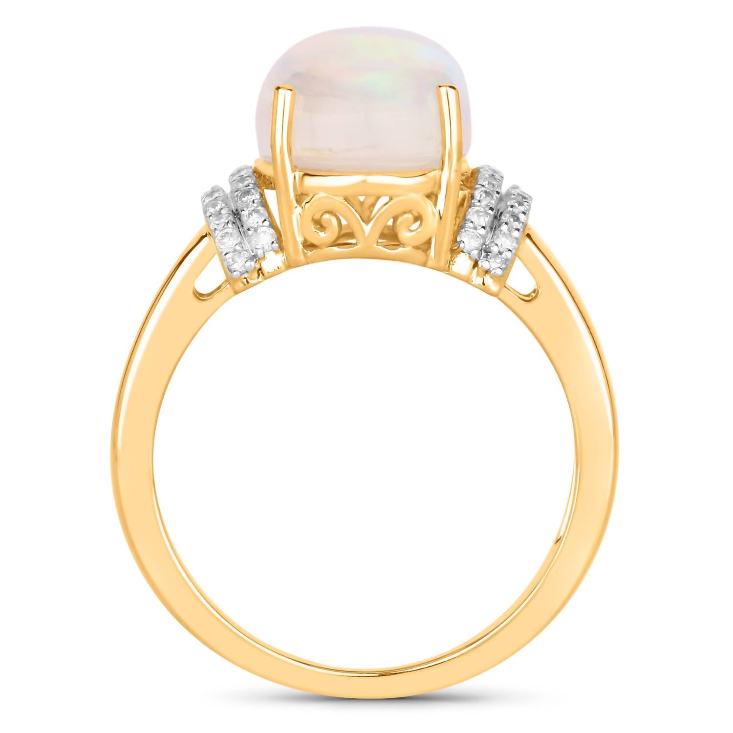 Diana M Jewels Women's Oval Natural Ethiopian Opal Fashion Ring (5.24 Ct) - Elegant in 14k yellow gold - women's jewelry - detail view