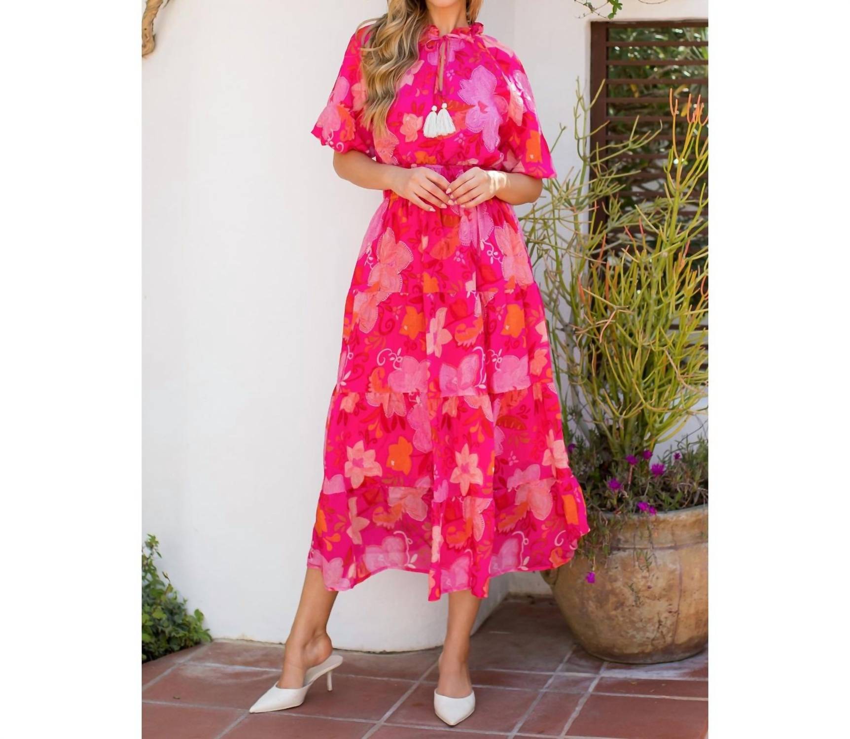 Thml - Floral Puff Sleeve Tiered Maxi Dress