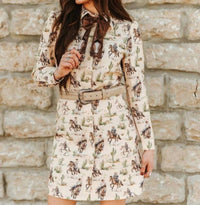 Lucky & Blessed - Western Puff Sleeve Bow Dress