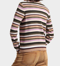 Minnie Rose - Cotton Cashmere Weekend Texture Stripe Cardigan