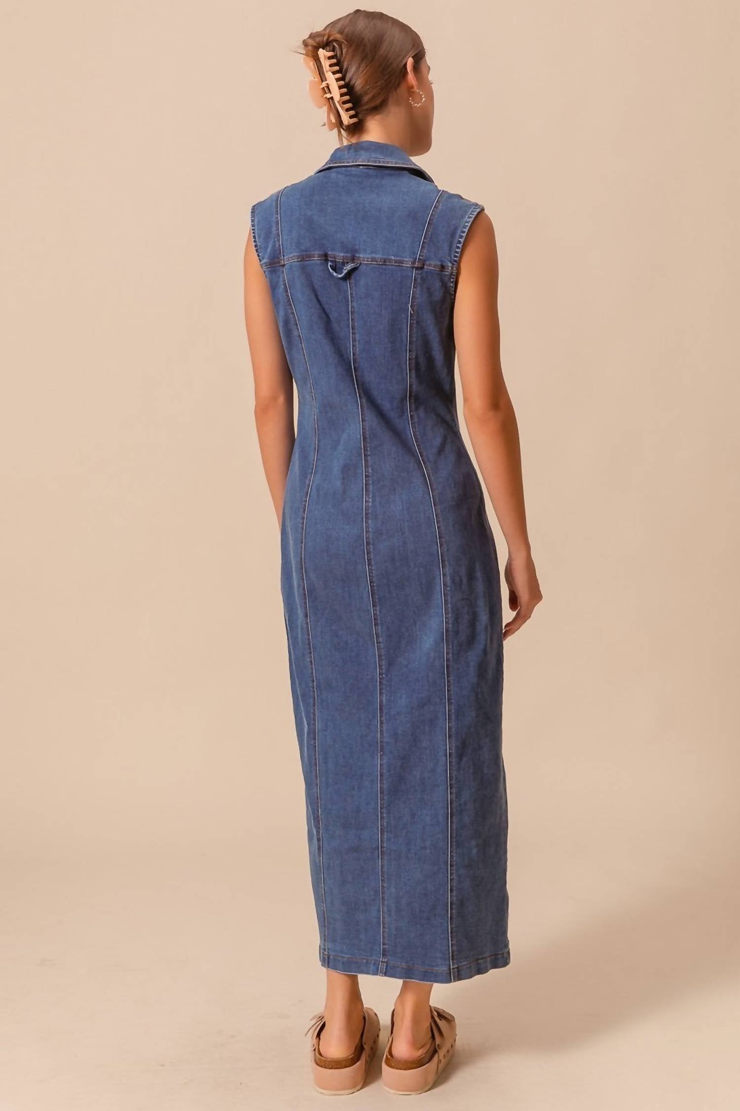So Me - Button Front Denim Shirt Dress
