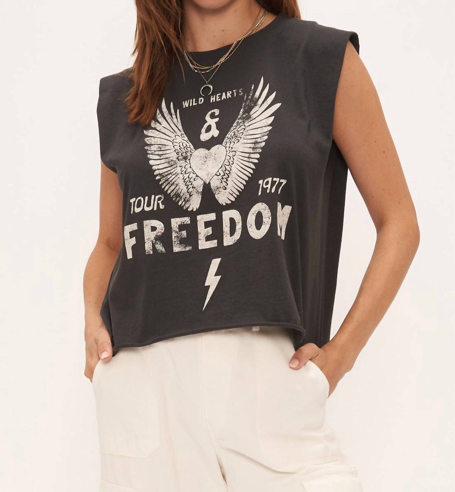 PROJECT SOCIAL T Freedom Muscle Tank Top in black - women's tank top