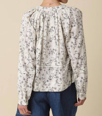 OLIVACEOUS Slyvie Eyelet Blouse in off white black - women's blouse - detail view