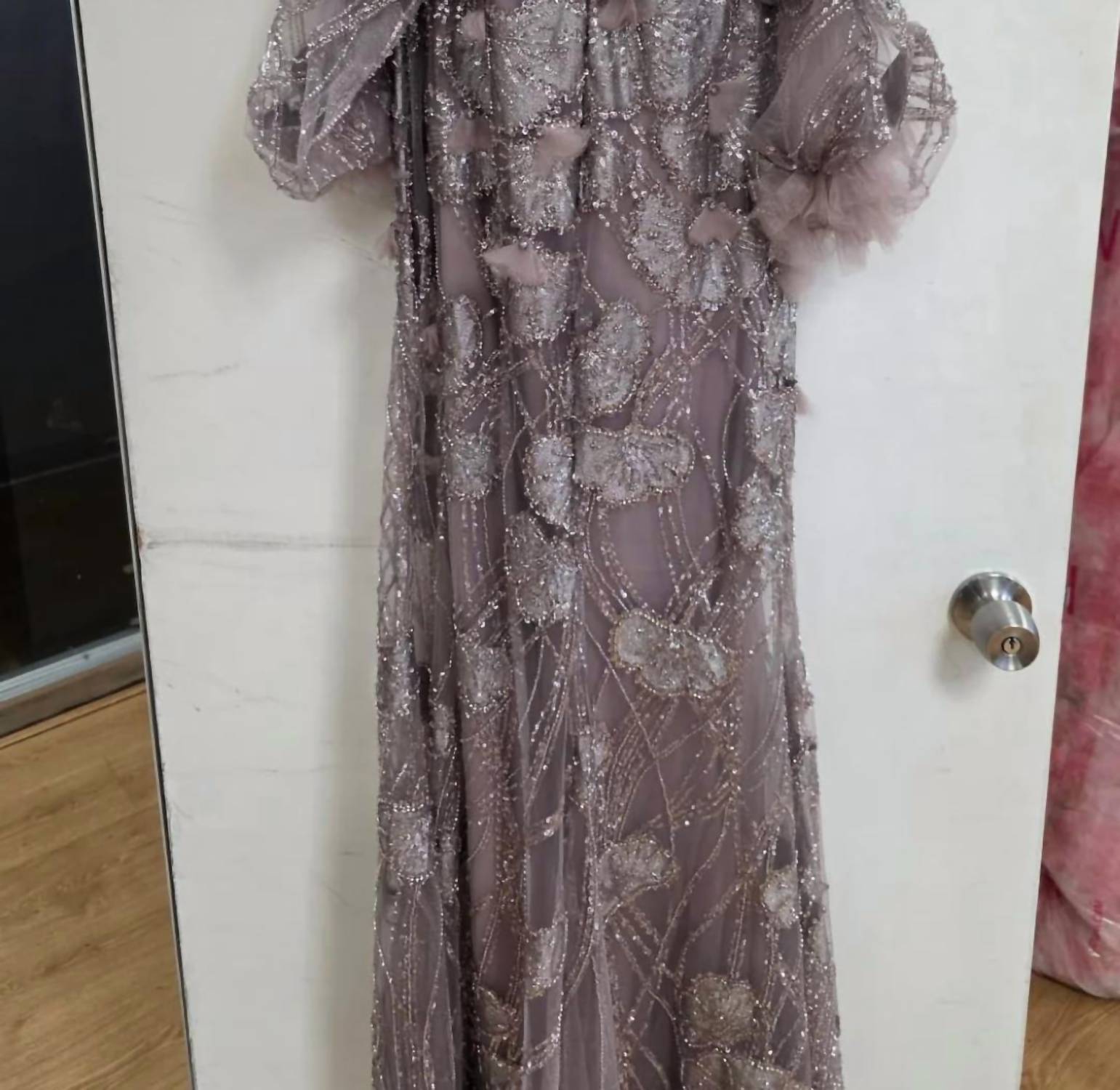 Terani Couture - Glamorous Evening Off-shoulder Long Formal Beaded Tulle Dress
