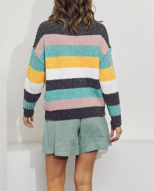 COLORBLOCK PANEL KNIT SWEATER