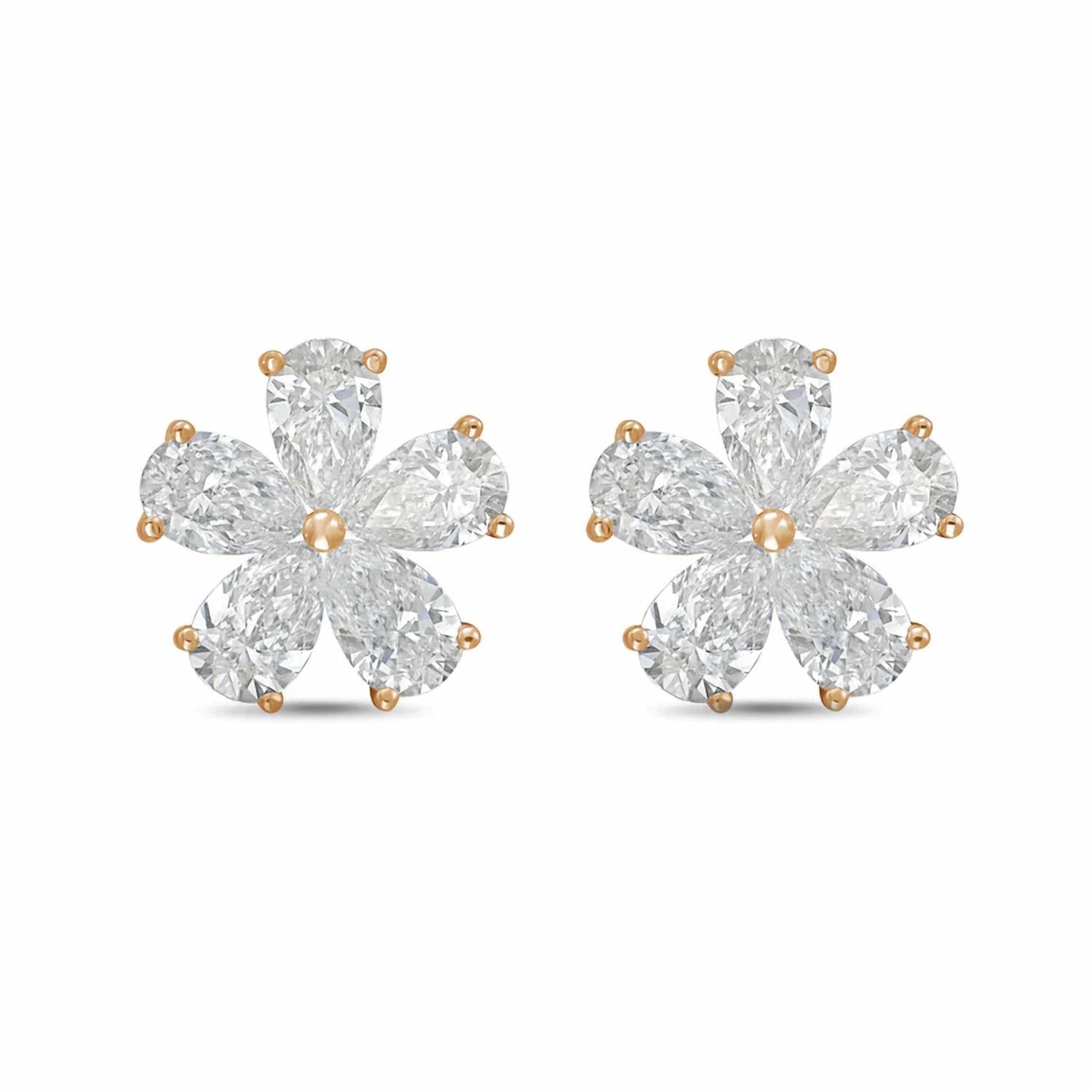 Diana M Jewels - Women's Pear Lab-Grown Diamond Stud Earrings (8.00 Ct TCW) - Elegant Plus
