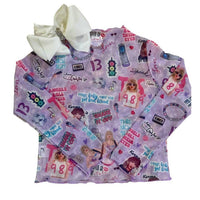 KIDSCHARM Girl's Swiftie Mesh Long Sleeve Top in purple - kids' long sleeve top