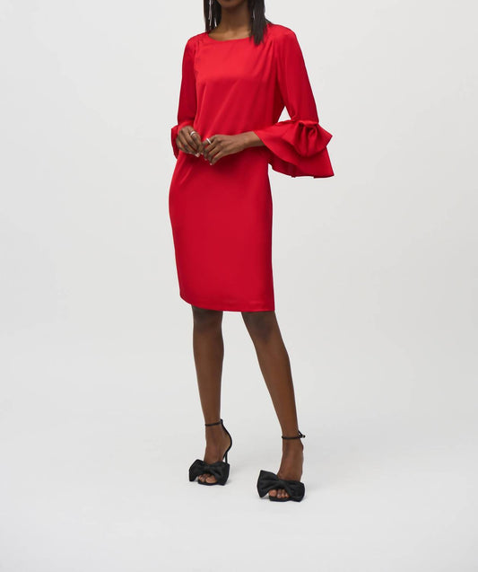 Joseph Ribkoff - Satin Ruffle Sleeve Straight Dress