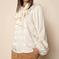 Mos Mosh Houndstooth Saloni Alia Blouse in cream - women's blouse