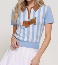 Active Basic - Short Sleeve Vertical Stripe Polo Top