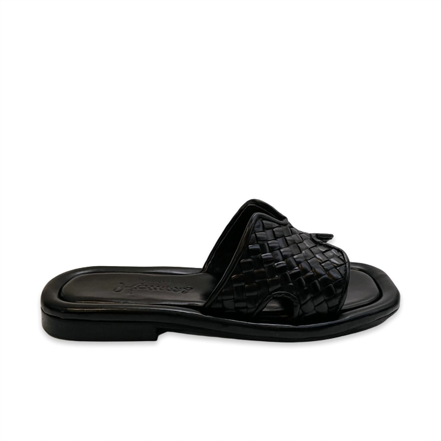 Homers - Women's Woven Leather Notched Slide Sandal