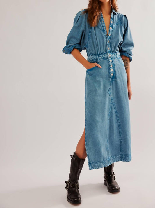 Free People - Mad Love Denim Midi Dress