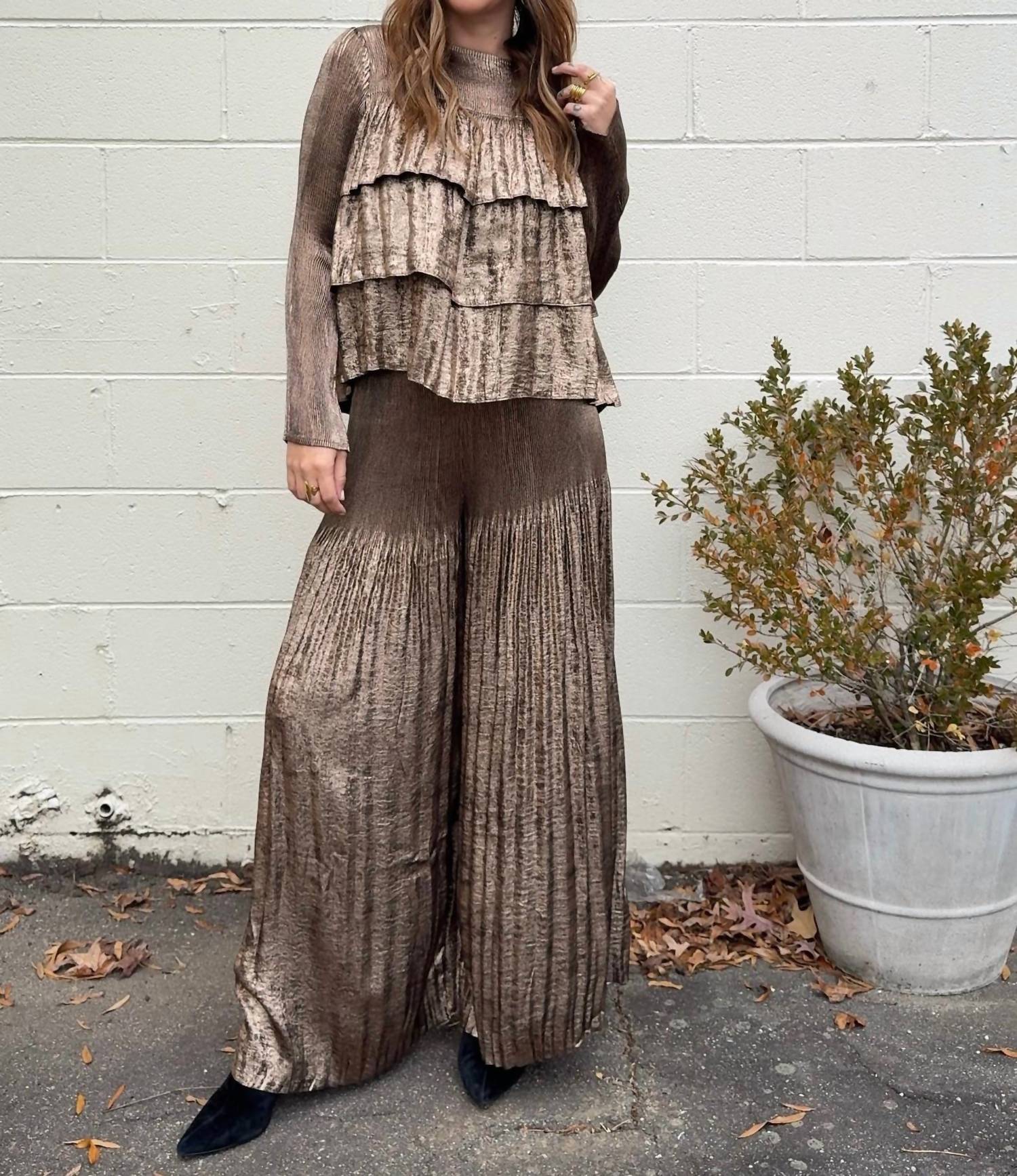 Current Air - Miley Wide Leg Metallic Pants