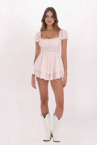 Lucy In The Sky - Puff Sleeve Flutter Romper