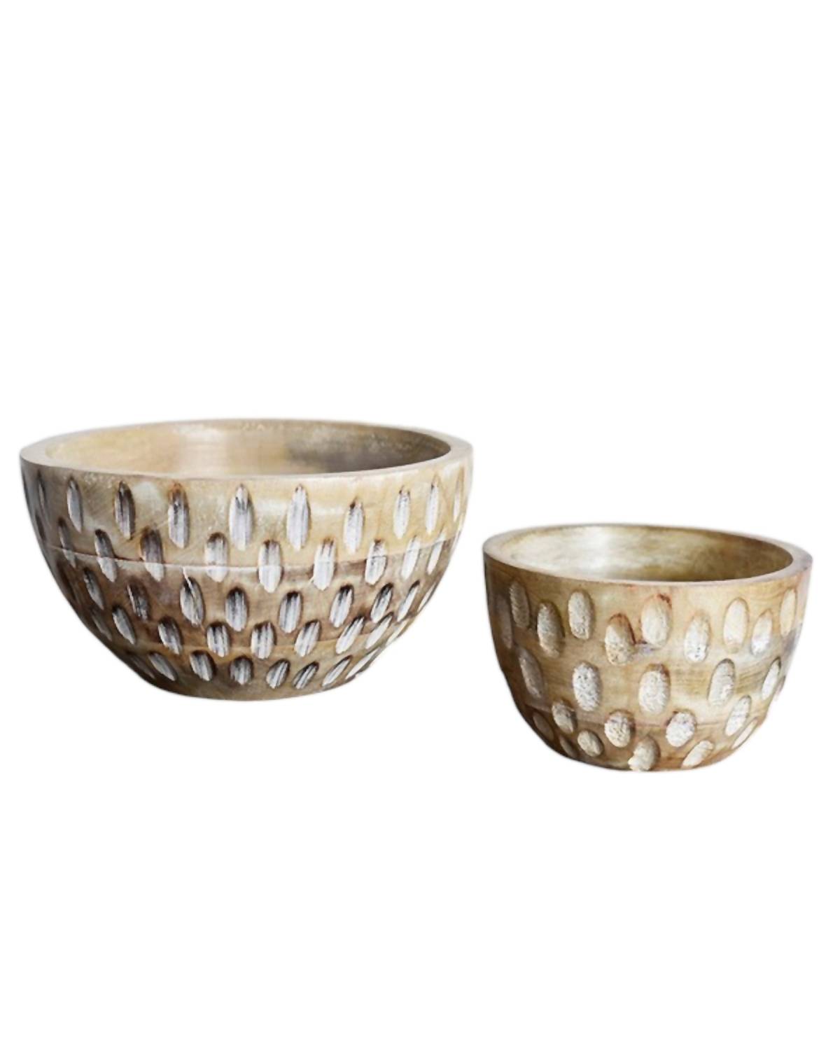 Pd Home & Garden - Carved Wooden Bowl