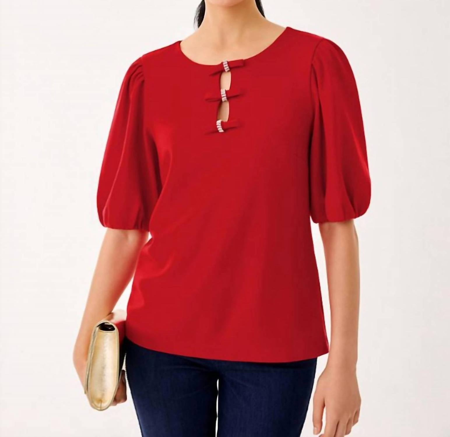 Lilly Pulitzer Ethenia Knit Top in cranberry red 1 - women's blouse