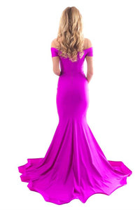Jessica Angel - Women's Long Train Plunging Neckline Dress