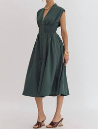 entro Daria Midi Dress in green - women's dress - detail view