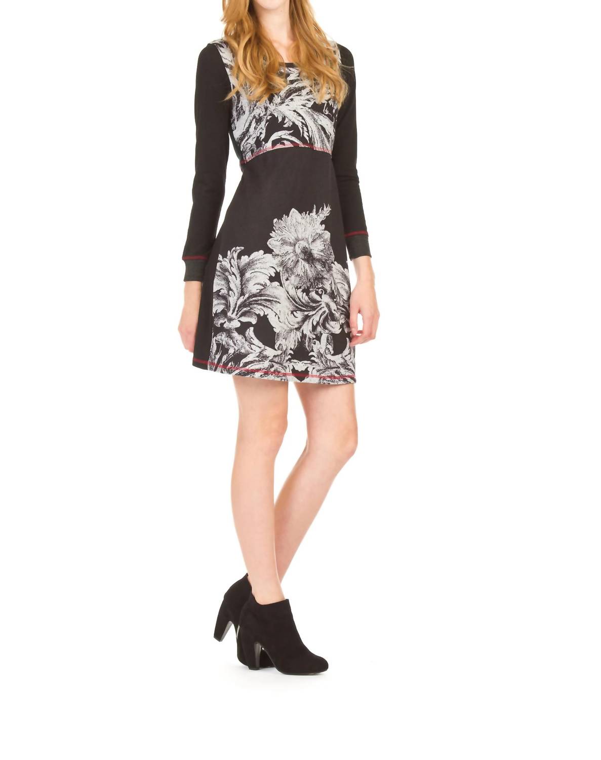 Papillon - Floral Border Long Sleeve Dress