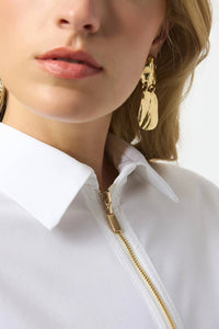 Joseph Ribkoff - Zip Front Stretch Poplin Top