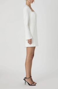 FRENCH CONNECTION Whisper Long Sleeve Dress With Square Neck in summer white - women's dress - detail view