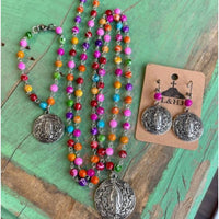 Love And Honor Jesus - Women's Fiesta Our Lady Of Guadalupe Beaded Necklace