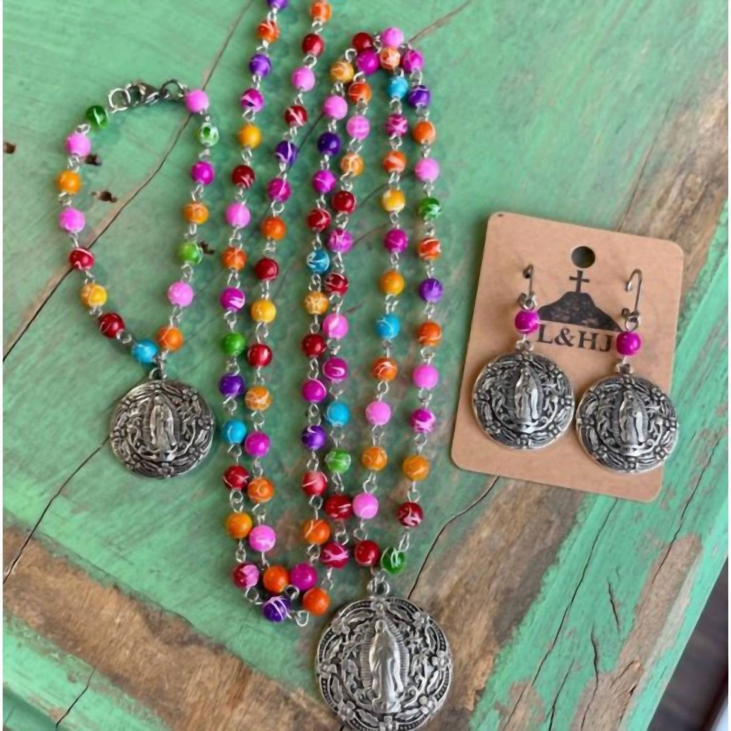 Love And Honor Jesus - Women's Fiesta Our Lady Of Guadalupe Beaded Necklace
