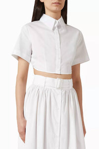 Matthew Bruch - Cropped Tie Back Button Up Top