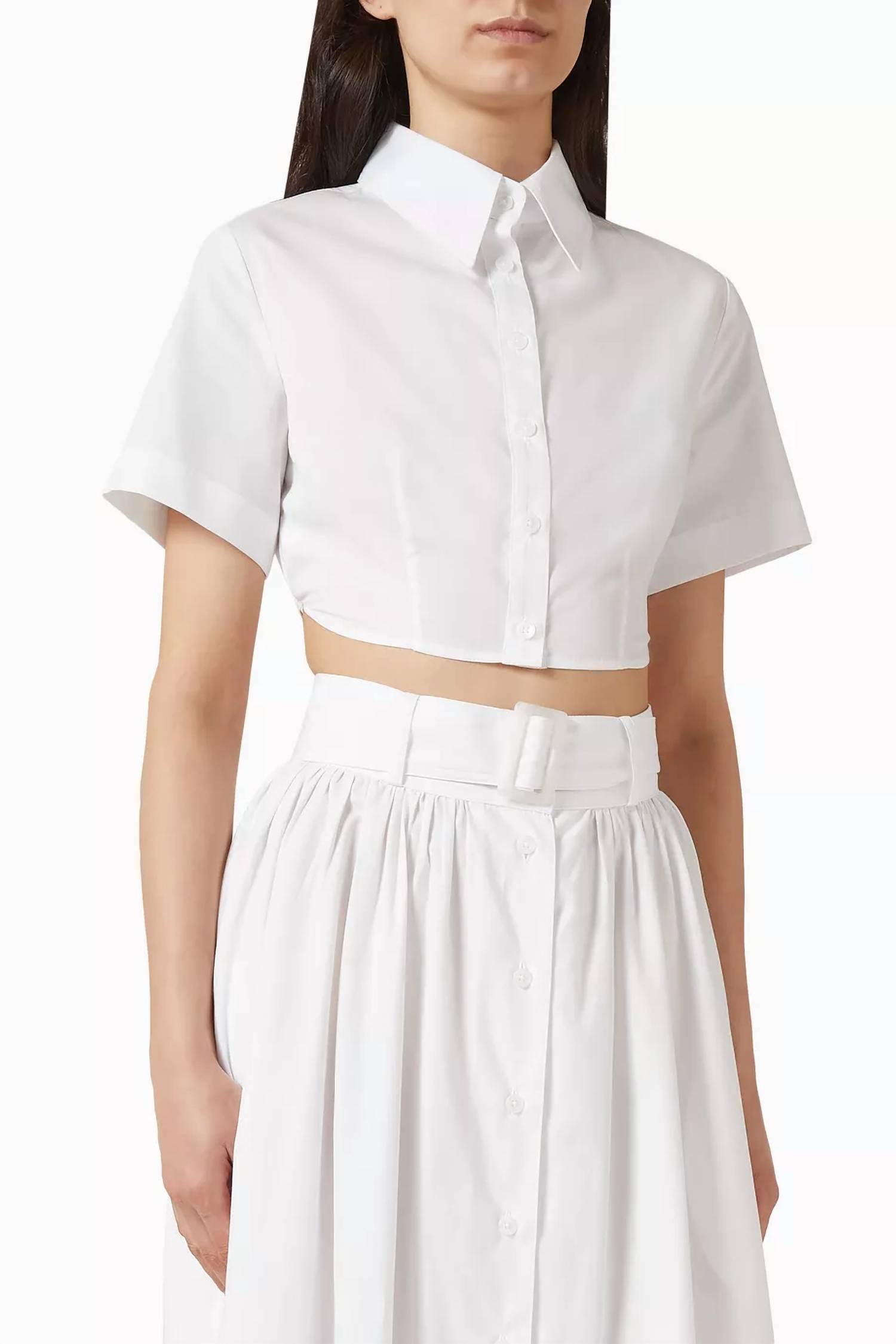 Matthew Bruch - Cropped Tie Back Button Up Top
