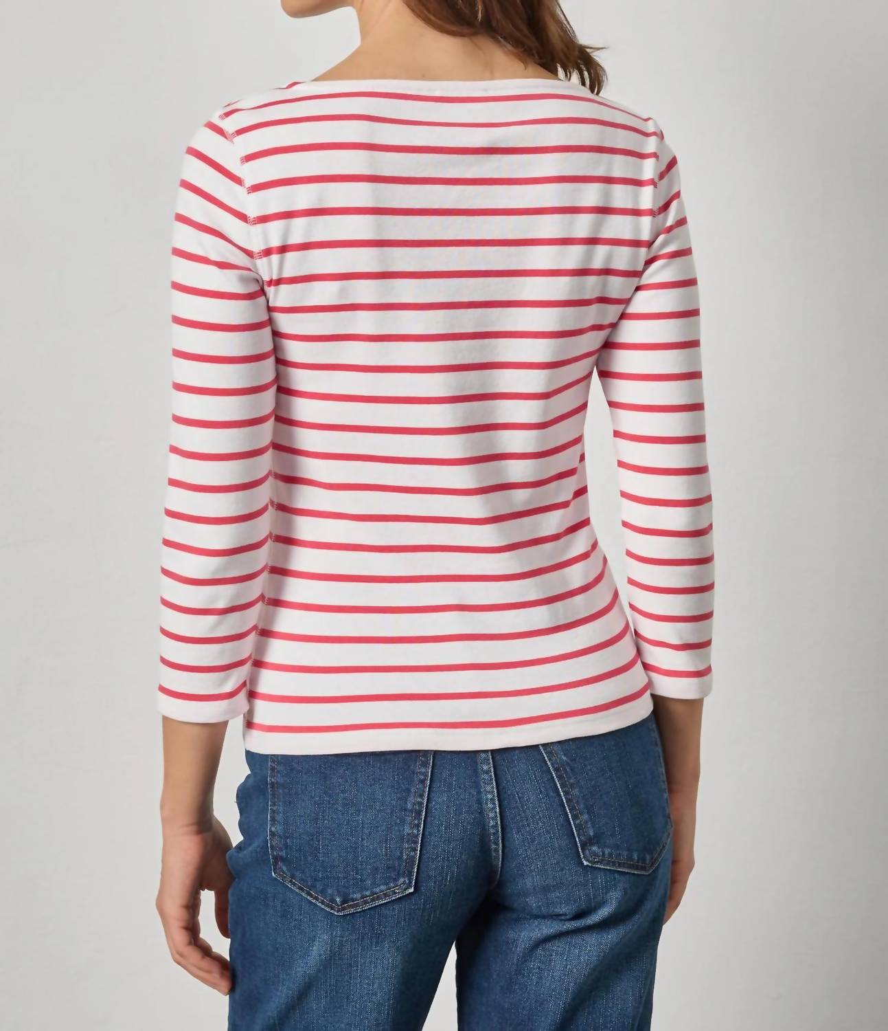 Lilla P - Rib Quarter Sleeve Boatneck Tee
