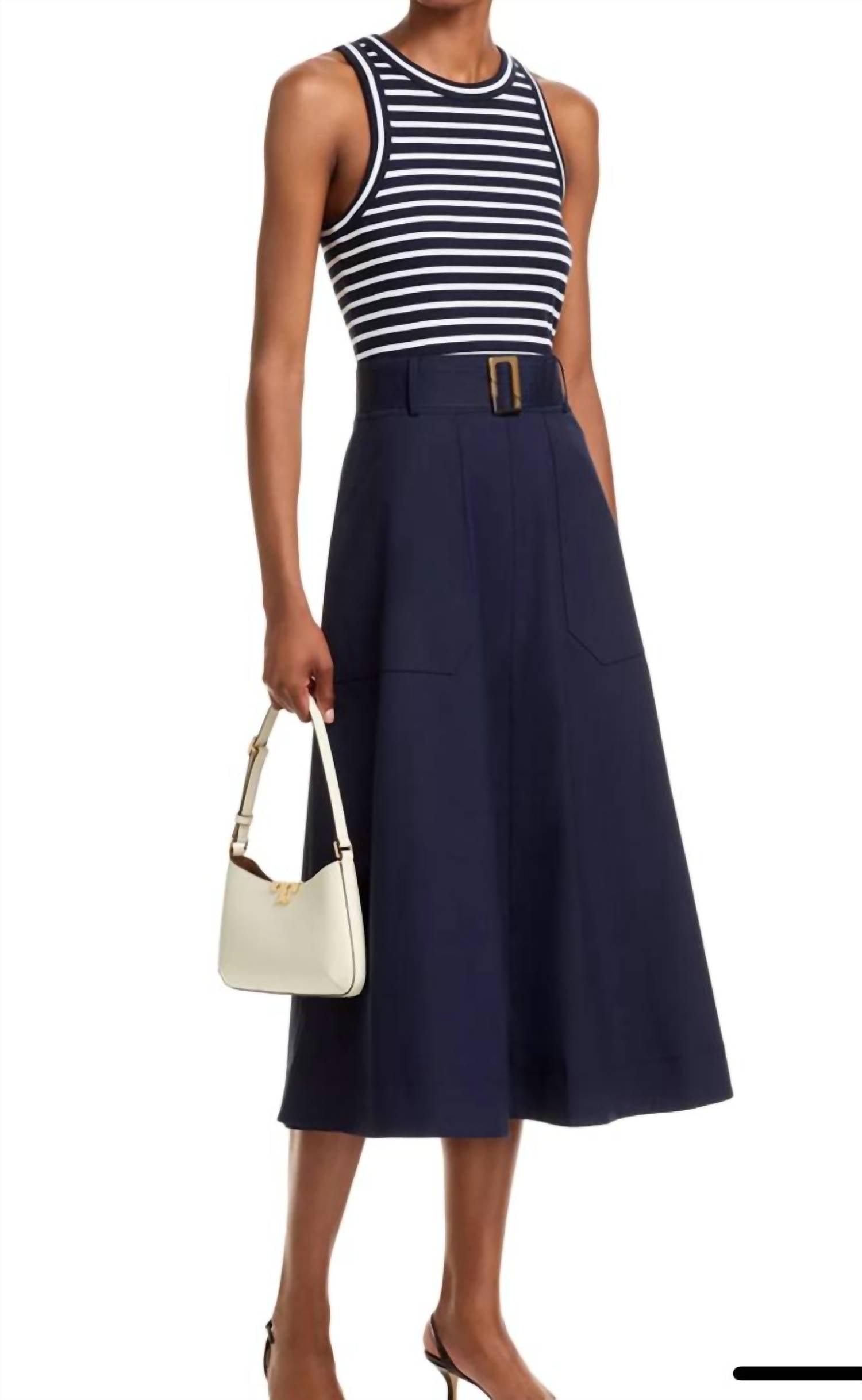 Veronica Beard Jordyn Mixed Media Dress in navy white - women's dress