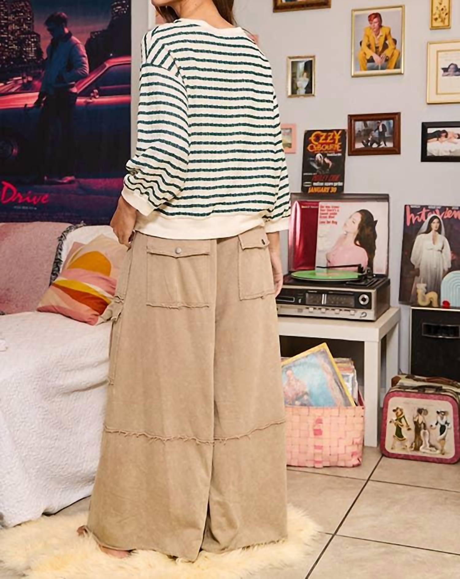 Bucketlist - Striped Texture Relaxed Silhouette Top