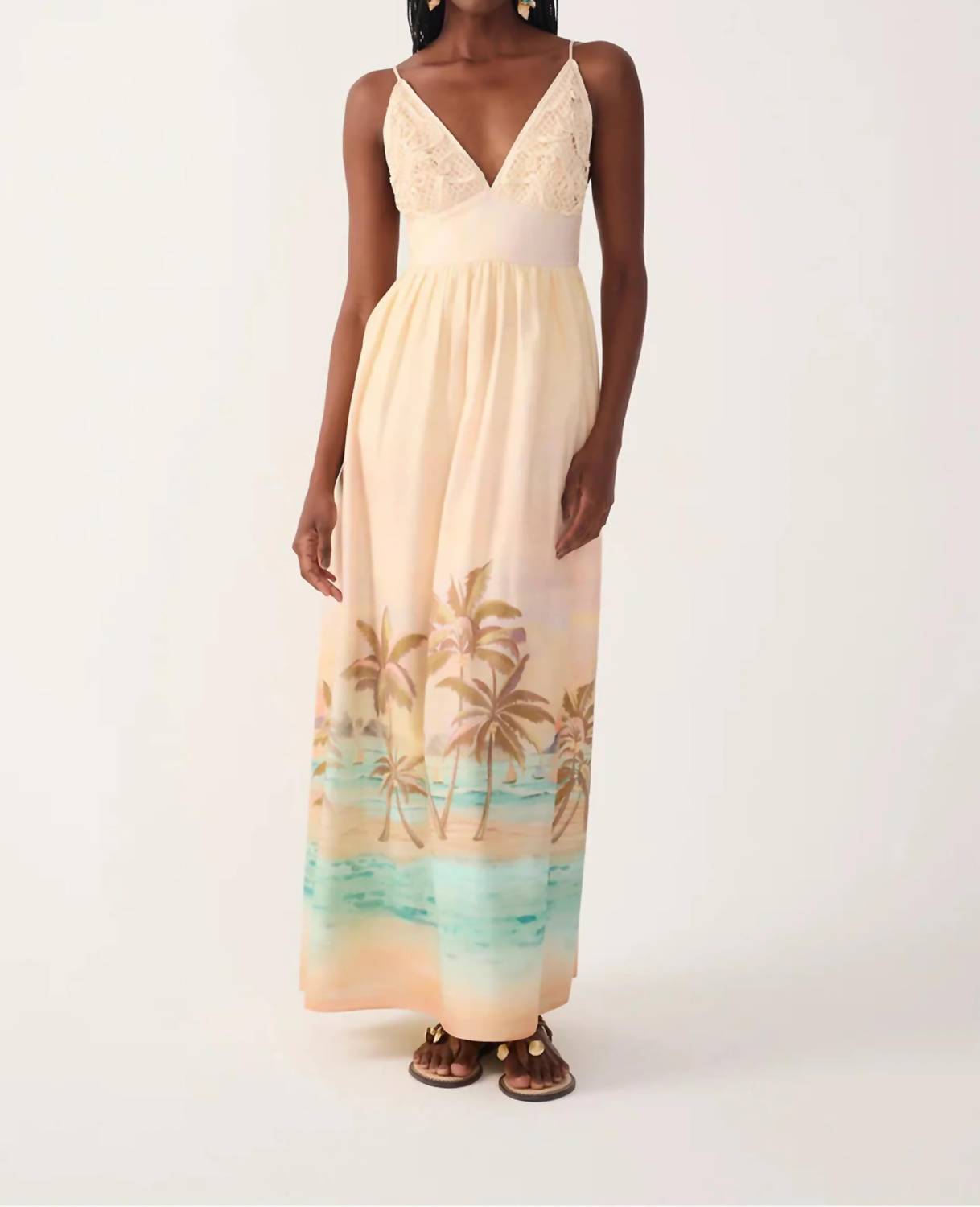 Dress To - Tropical Embroidered Bodice Maxi Dress