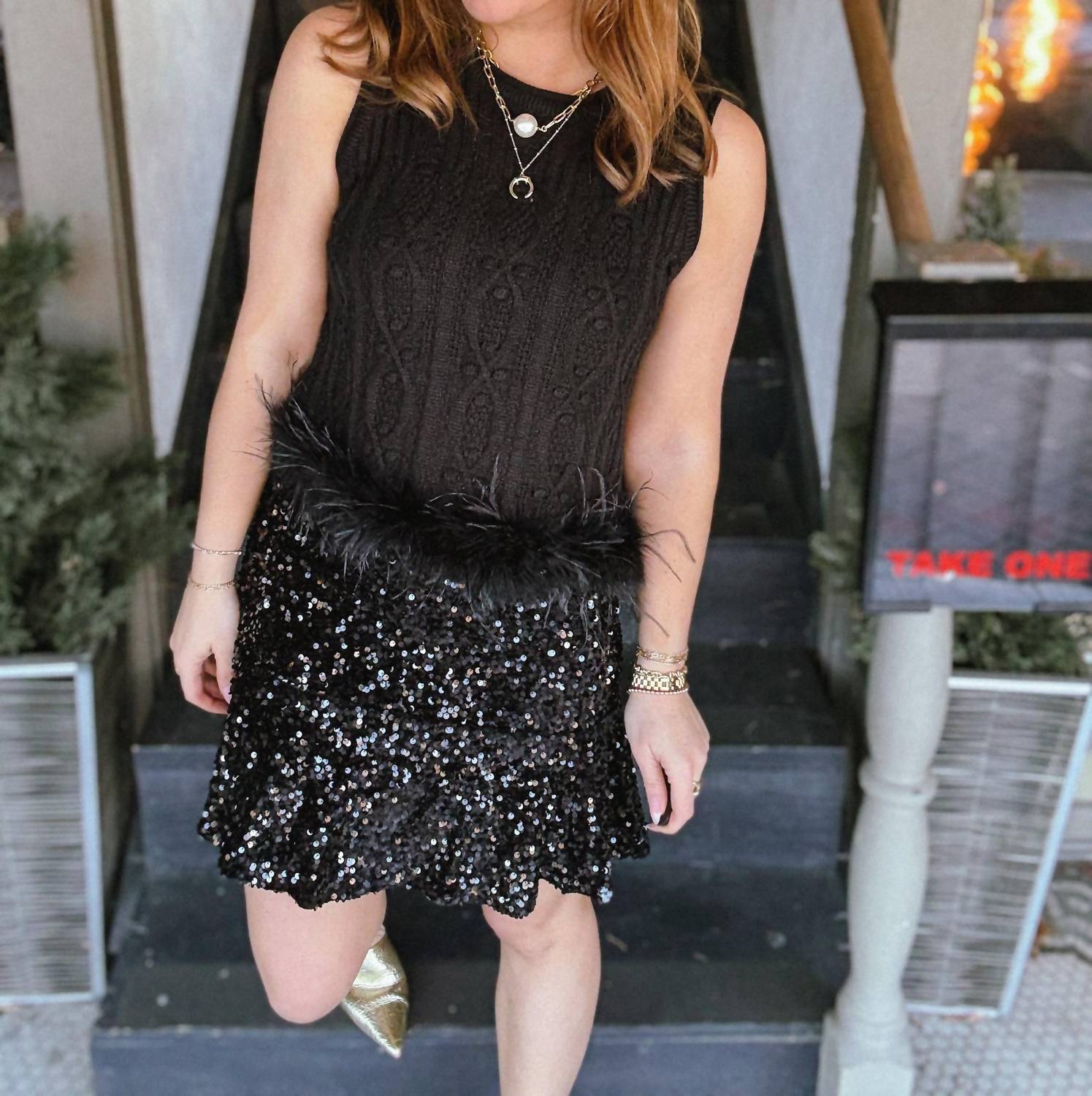 Entro - Midnight Glam Feather Tank