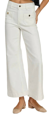 Miss Love - Flap Pocket Wide Leg Jeans