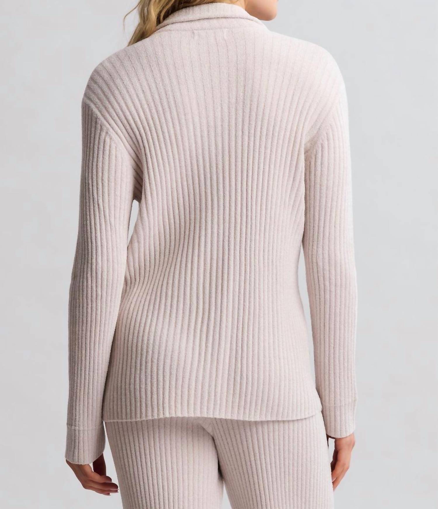 Barefoot Dreams - Cozychic Ultra Lite Lurex Rib Button Front Shirt